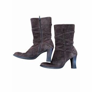 Relativity Hosta Womens Boots 8.5 Brown Suede Ankle Side Zip Heel